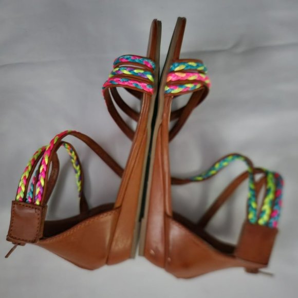 Arizona Jean Co. Girls Youth Whisper Strappy Heel Zip Low Wedge Sandals Size 4M - Picture 7 of 10